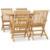 vidaXL Set da Pranzo per Esterni 5 pz in Legno Massello di Teak