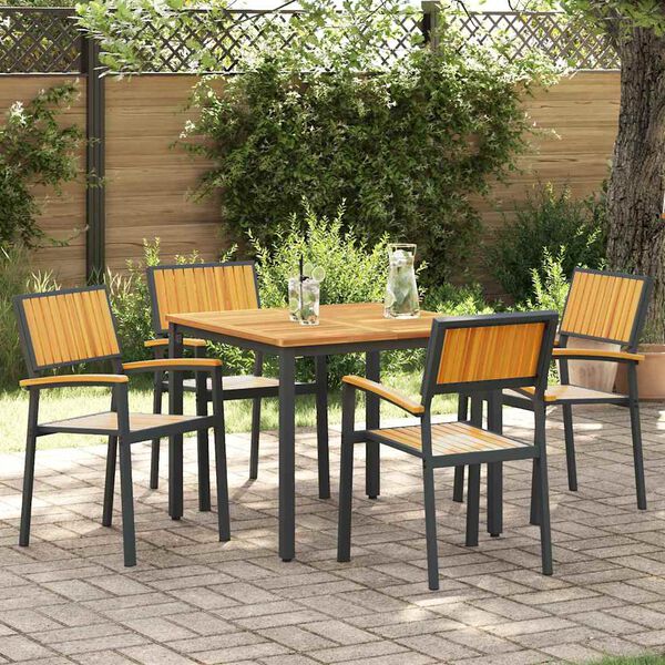 vidaXL Set da Pranzo per Giardino 5 pcs Nero e marrone