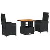 vidaXL Set da Pranzo da Giardino 3 pz con Cuscini Nero in Polyrattan