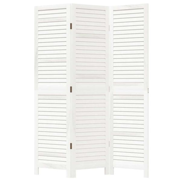 vidaXL Divisorio Ambienti 3Pannelli Bianco Legno Massello di Paulownia