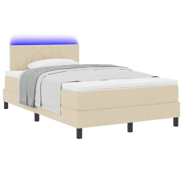 vidaXL Letto a molle con materasso con led Crema 120 x 200 cm Tessuto