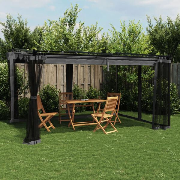 vidaXL Gazebo con Pareti in Rete Antracite 4x3 m in Acciaio