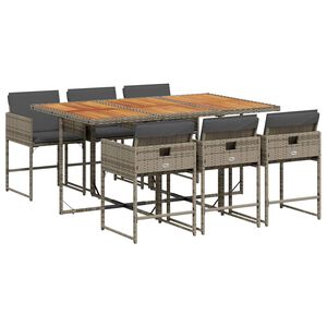 vidaXL Set da Pranzo da Giardino 7 pz con Cuscini in Polyrattan Grigio