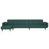 vidaXL Divano Letto a L Verde Scuro 275x140x70 cm in Velluto