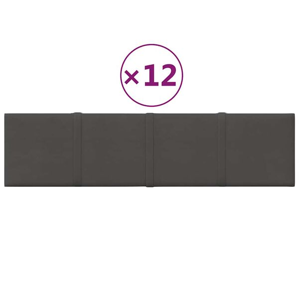 vidaXL Pannelli Murali 12 pz Grigio Scuro 60x15 cm Tessuto 1,08 m²