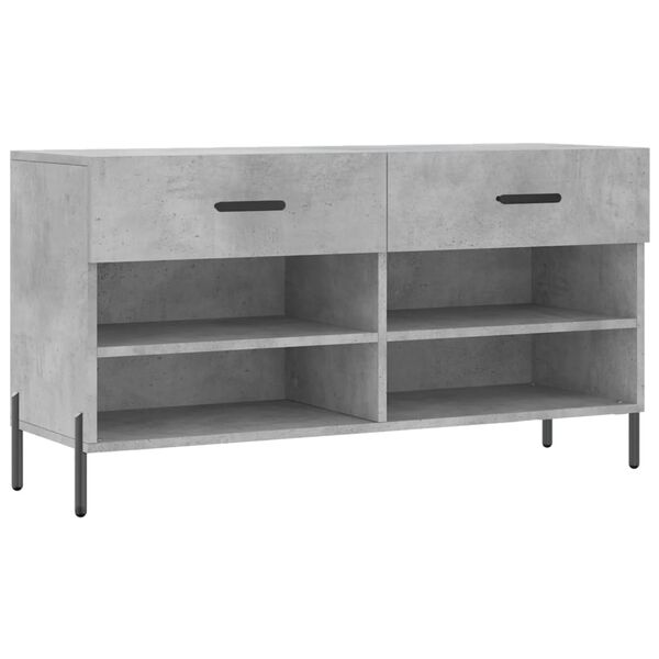 vidaXL Panca Porta Scarpe Grigio Cemento 102x35x55cm Legno Multistrato