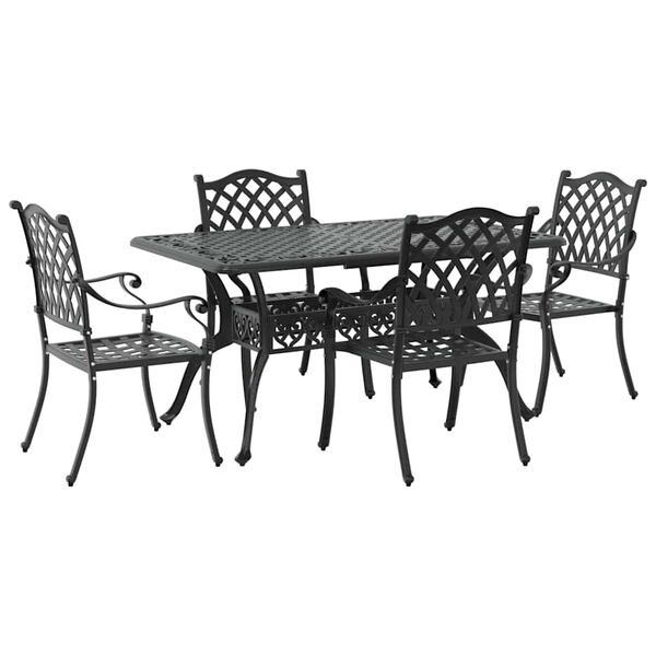 vidaXL Set da Pranzo per Giardino 5 pcs Nero Alluminio