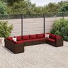 vidaXL Set Divani da Giardino 10 pz con Cuscini in Polyrattan Marrone