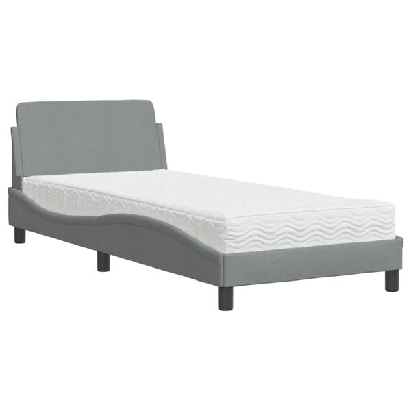 vidaXL Letto con Materasso Dover Grigio Chiaro 90x200 cm in Tessuto