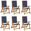 vidaXL Sedie da Giardino Pieghevoli 6 pz Massello d'Acacia e Textilene