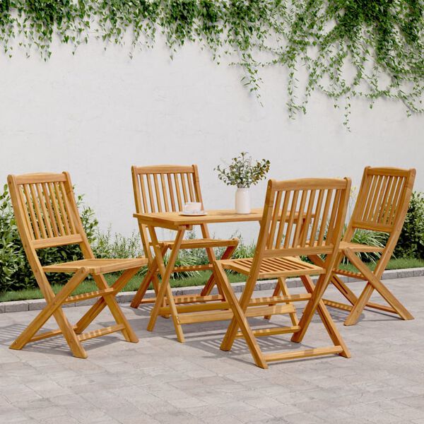 vidaXL Set Pranzo da Giardino Pieghevole 5pz Legno Massello di Acacia