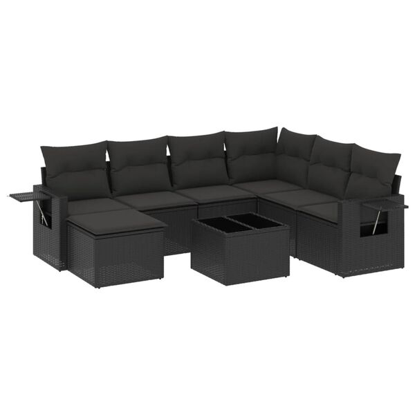 vidaXL Set Divani da Giardino con Cuscini 8 pz Nero in Polyrattan