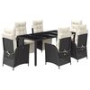 vidaXL Set da Pranzo da Giardino 7 pz Nero con Cuscini in Polyrattan