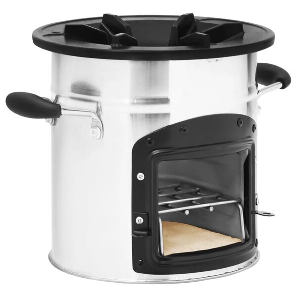 vidaXL Stufa a Legna da Campeggio Argento 45,5x33x25,5 cm Acciaio Inox