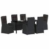 vidaXL Set da Pranzo per Giardino con cuscino 7 pcs Nero polyrattan