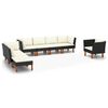 vidaXL Set Divani da Giardino 8pz Polyrattan Legno di Eucalipto Nero