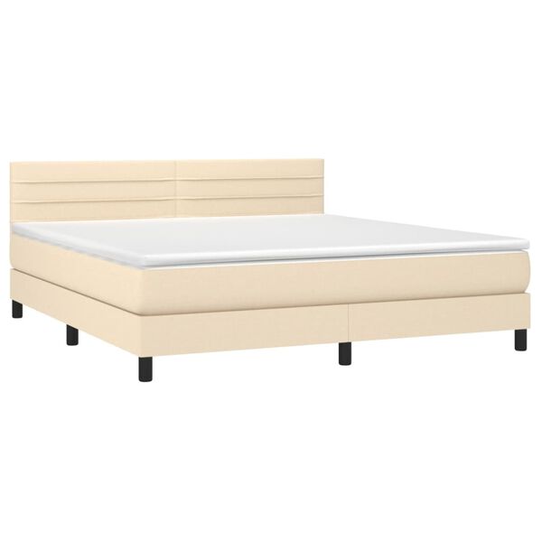 vidaXL Letto a Molle con Materasso e LED Crema 180x200 cm in Tessuto
