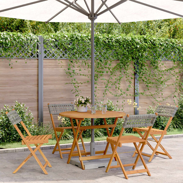 vidaXL Set Pranzo da Giardino 5pz Grigio Polyrattan e Legno Massello