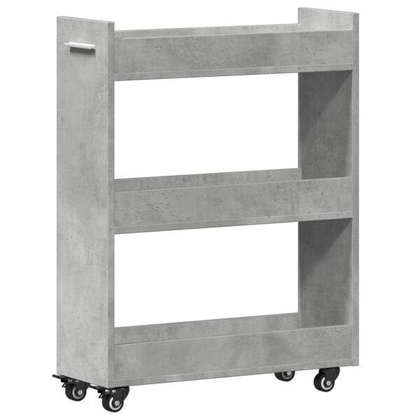 vidaXL Mobile con Ruote Grigio Cemento 60x22x79cm in Legno Multistrato