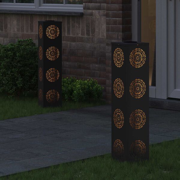 vidaXL Faro LED solare per sentieri 2 pcs Nero