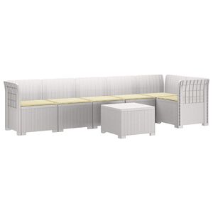 vidaXL Divano da Giardino 6 Posti con Cuscini Aspetto Rattan PP Bianco