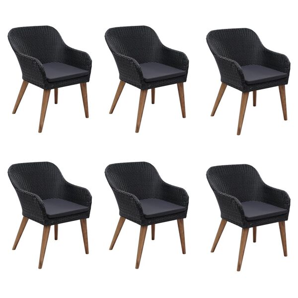 vidaXL Set Mobili da Pranzo per Giardino 7 pz Nero