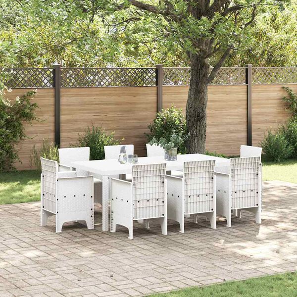 vidaXL Set da Pranzo per Giardino 9 pcs Bianco Polipropilene