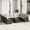 vidaXL Set Divano da Giardino 10 pcs Nero e Crema polyrattan