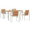 vidaXL Set da Pranzo per Giardino 5 pcs Marrone Legno di teak solido