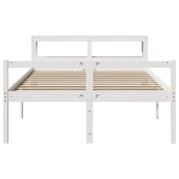 vidaXL Letto Anziani con Testiera Bianco 135x190cm Legno Massello Pino