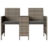 vidaXL Divano Giardino 2 Posti con Tavolo e Sgabelli Grigio Polyrattan
