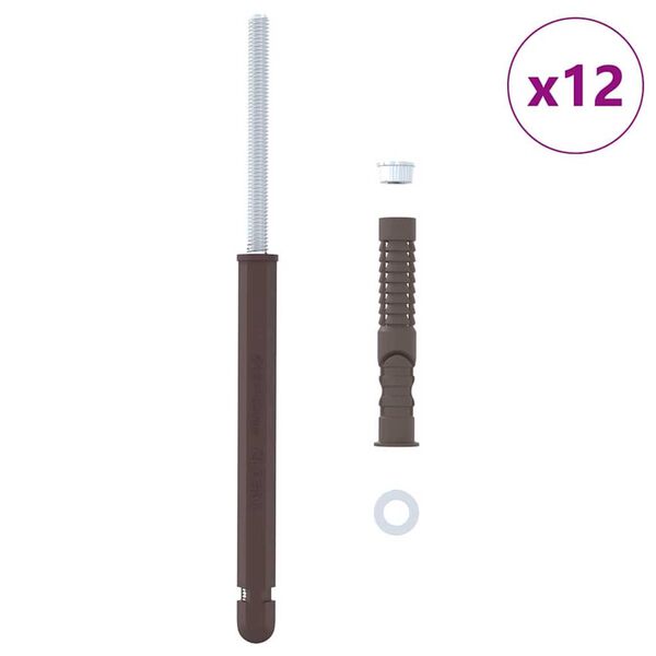 vidaXL Supporti per Mensole Flottanti 12 pcs Beige &Oslash;12 x 190 mm