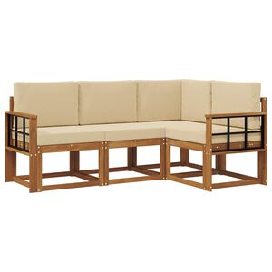 vidaXL Set di divani da esterno con cuscino 4 pcs Naturale e Beige