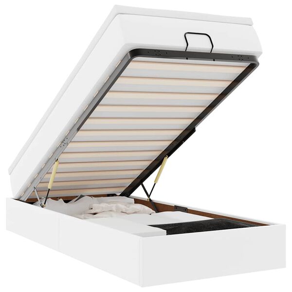 vidaXL Struttura Letto Pouf con Materasso Bianco 90x200 cm Similpelle