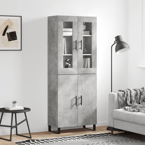 vidaXL Credenza Grigio Cemento 69,5x34x180 cm in Legno Multistrato