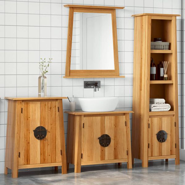 vidaXL Set Mobili da Bagno 4 pz in Legno Massello di Pino