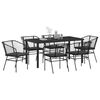 vidaXL Set da Pranzo per Giardino 7 pcs Nero polyrattan