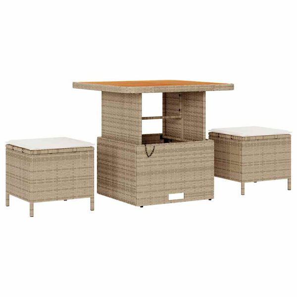 vidaXL Set Divano da Giardino 9 pcs Beige e Crema polyrattan