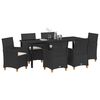 vidaXL Set da Pranzo per Giardino 7 pcs Nero polyrattan