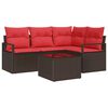 vidaXL Set Divano da Giardino 5 pz Marrone e Rosso polyrattan