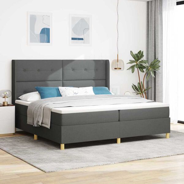vidaXL Letto a molle con materasso Grigio 140 x 200 cm Tessuto
