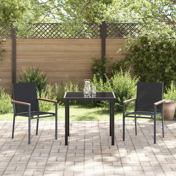 vidaXL Set da Pranzo per Giardino 3 pcs Nero