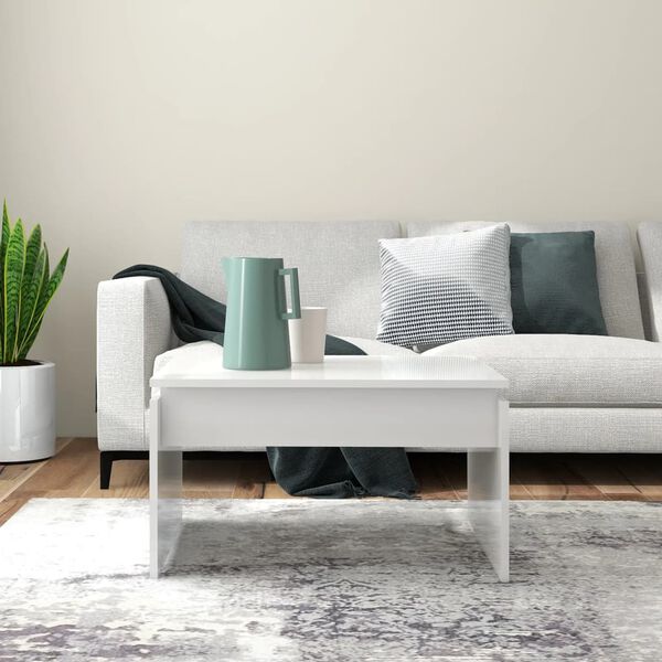 vidaXL Tavolino da Salotto Bianco Lucido 68x50x38 cm Legno Multistrato