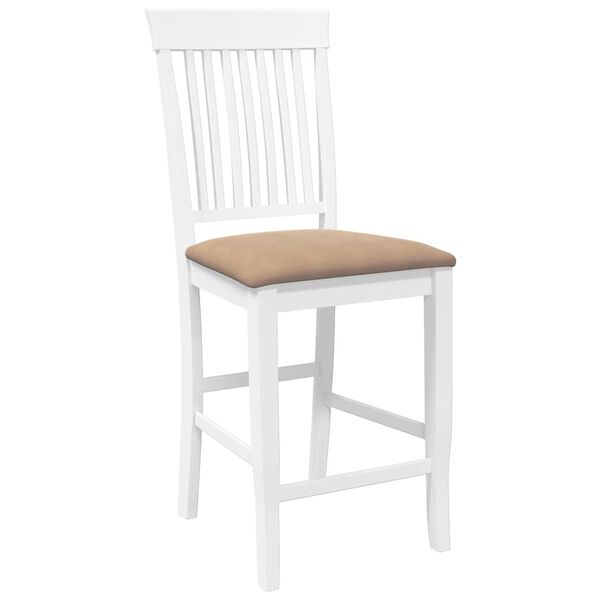 vidaXL Sgabelli da Bar con Cuscini 2 pz Bianco Legno Massello di Hevea