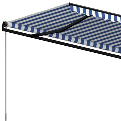 vidaXL Tenda da Sole Retrattile Manuale 450x350 cm Blu e Bianca