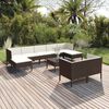vidaXL Set Divani da Giardino 10 pz con Cuscini in Polyrattan Marrone
