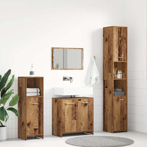 vidaXL Set Mobili da Bagno 4 pz Legno Antico in Legno Multistrato