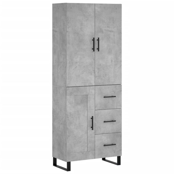 vidaXL Credenza Grigio Cemento 69,5x34x180 cm in Legno Multistrato