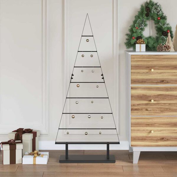 vidaXL Albero di Natale in metallo con supporto Nero 125 cm Acciaio