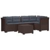 vidaXL Divano da Giardino 5 Posti con Cuscini Stile Rattan PP Marrone